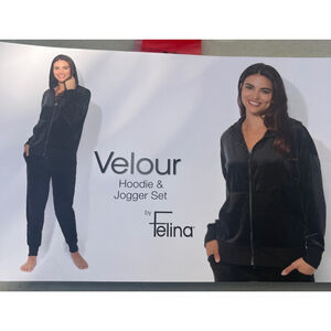 Women's Felina Black Velour Hoodie & Jogger Set Set NWT Woman’s medium